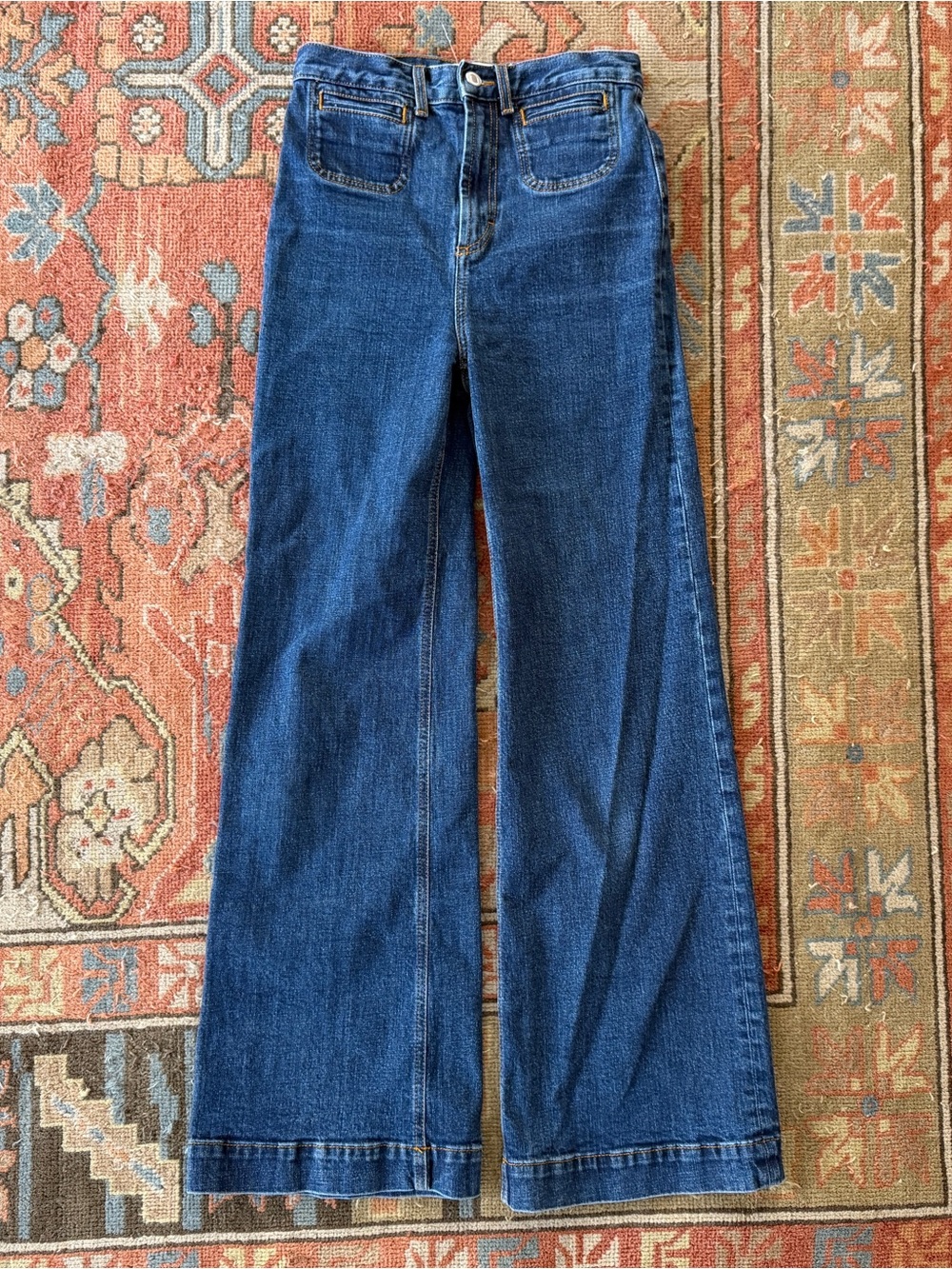 High-Rise Wide-Leg Women's Jeans in Deep Blue Denim